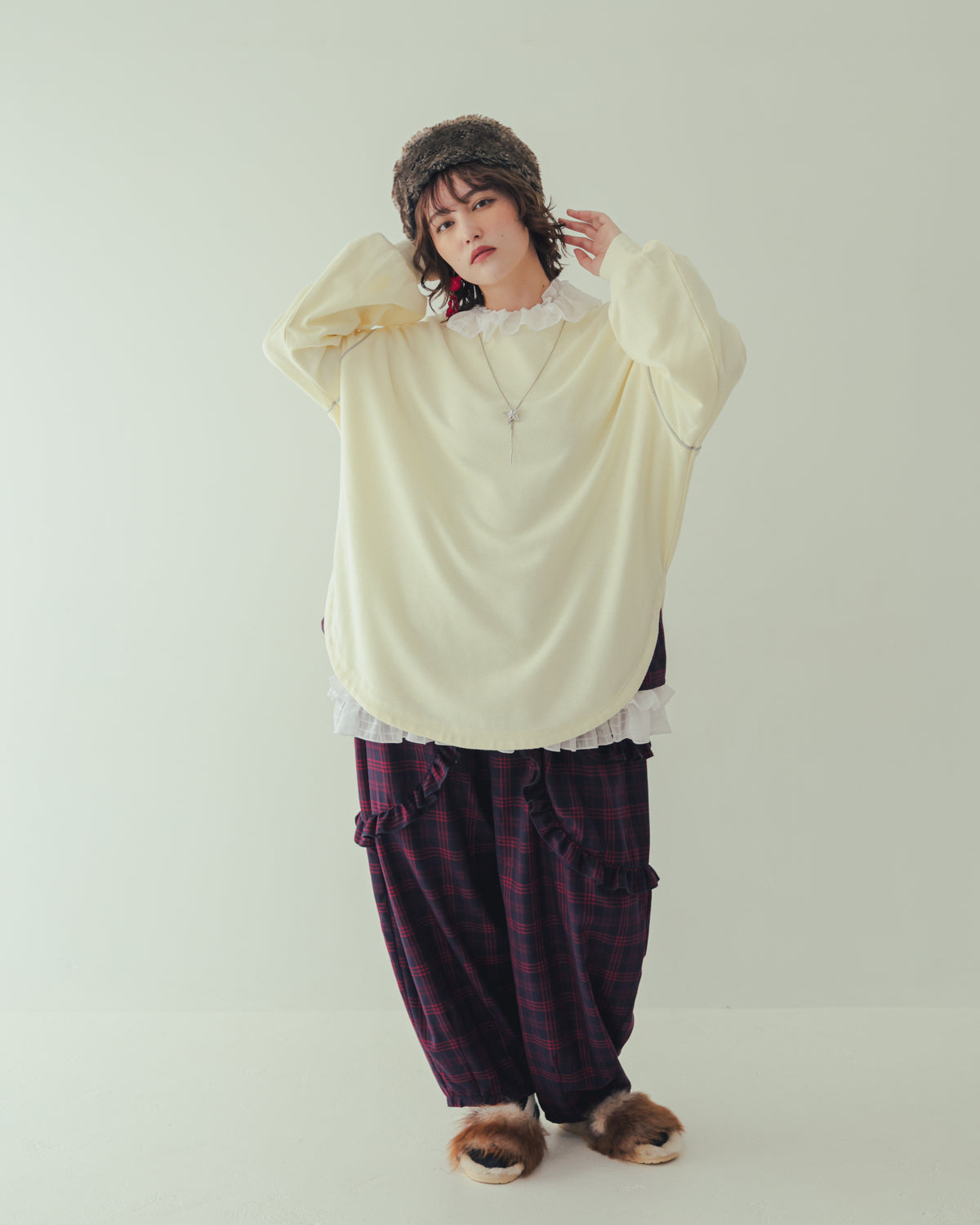 チェックサルエルパンツ[362-0902-2]