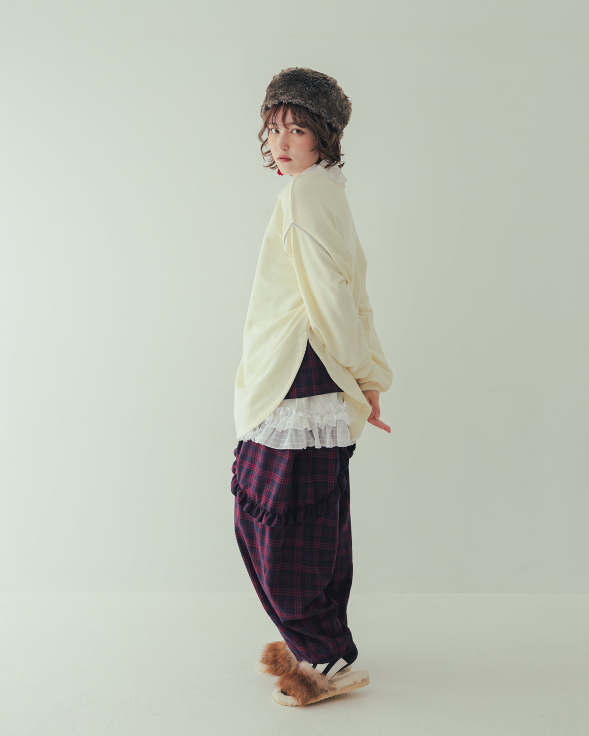 チェックサルエルパンツ[362-0902-2]