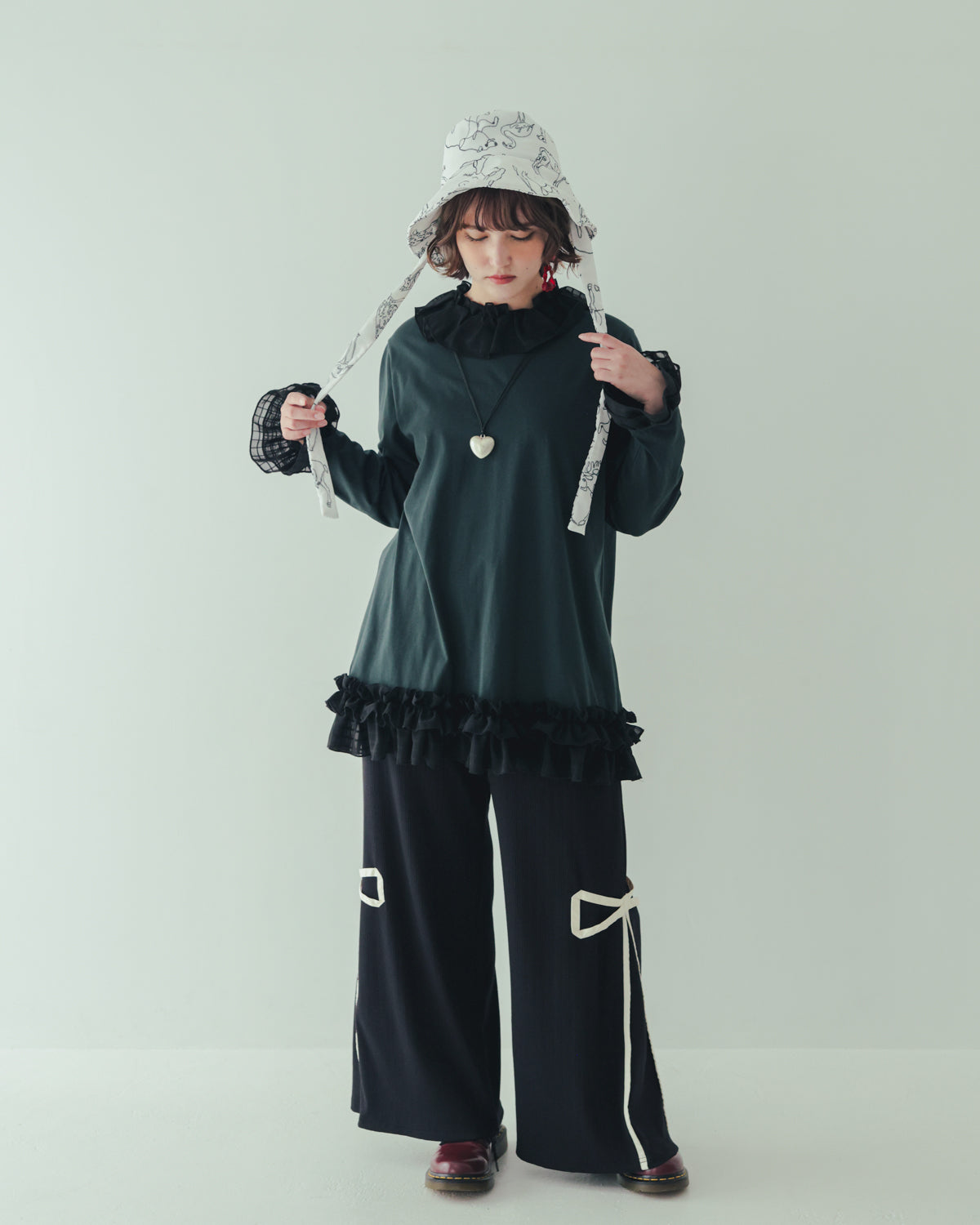 リボンラインリブパンツ[362-0905-2]