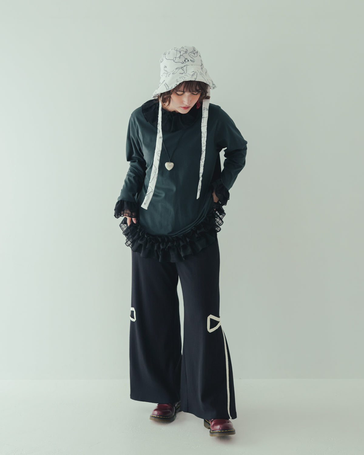 リボンラインリブパンツ[362-0905-2]