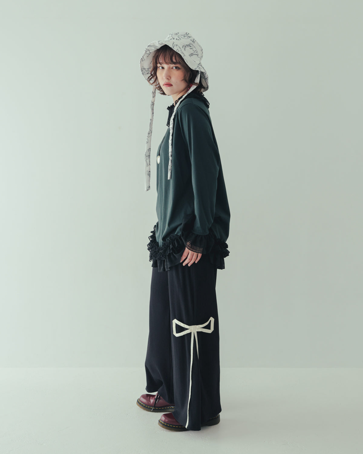 リボンラインリブパンツ[362-0905-2]