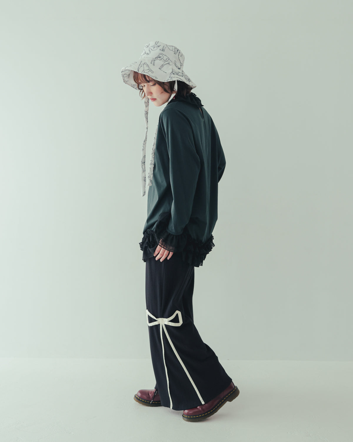 リボンラインリブパンツ[362-0905-2]