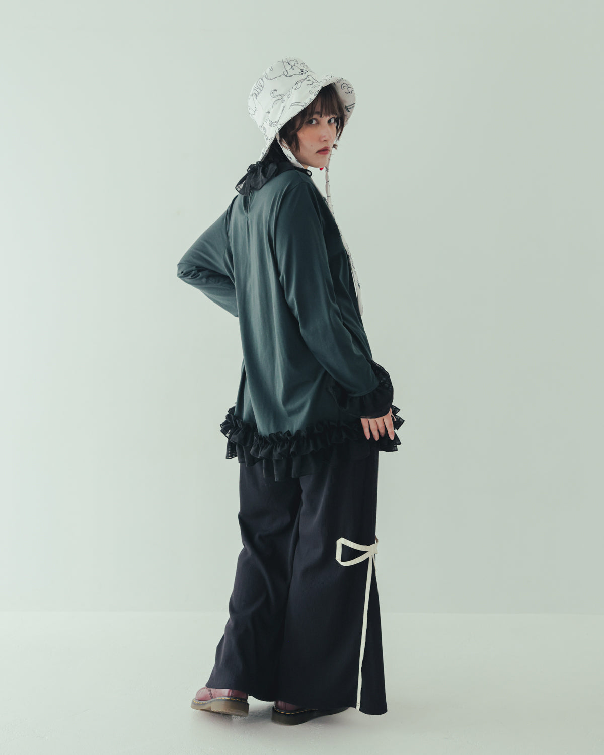 リボンラインリブパンツ[362-0905-2]