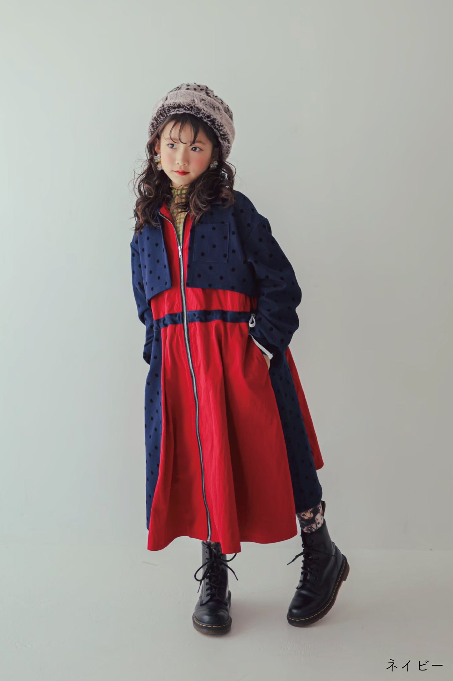 フロッキードットzipperジャケットワンピース   [352-0102-1]