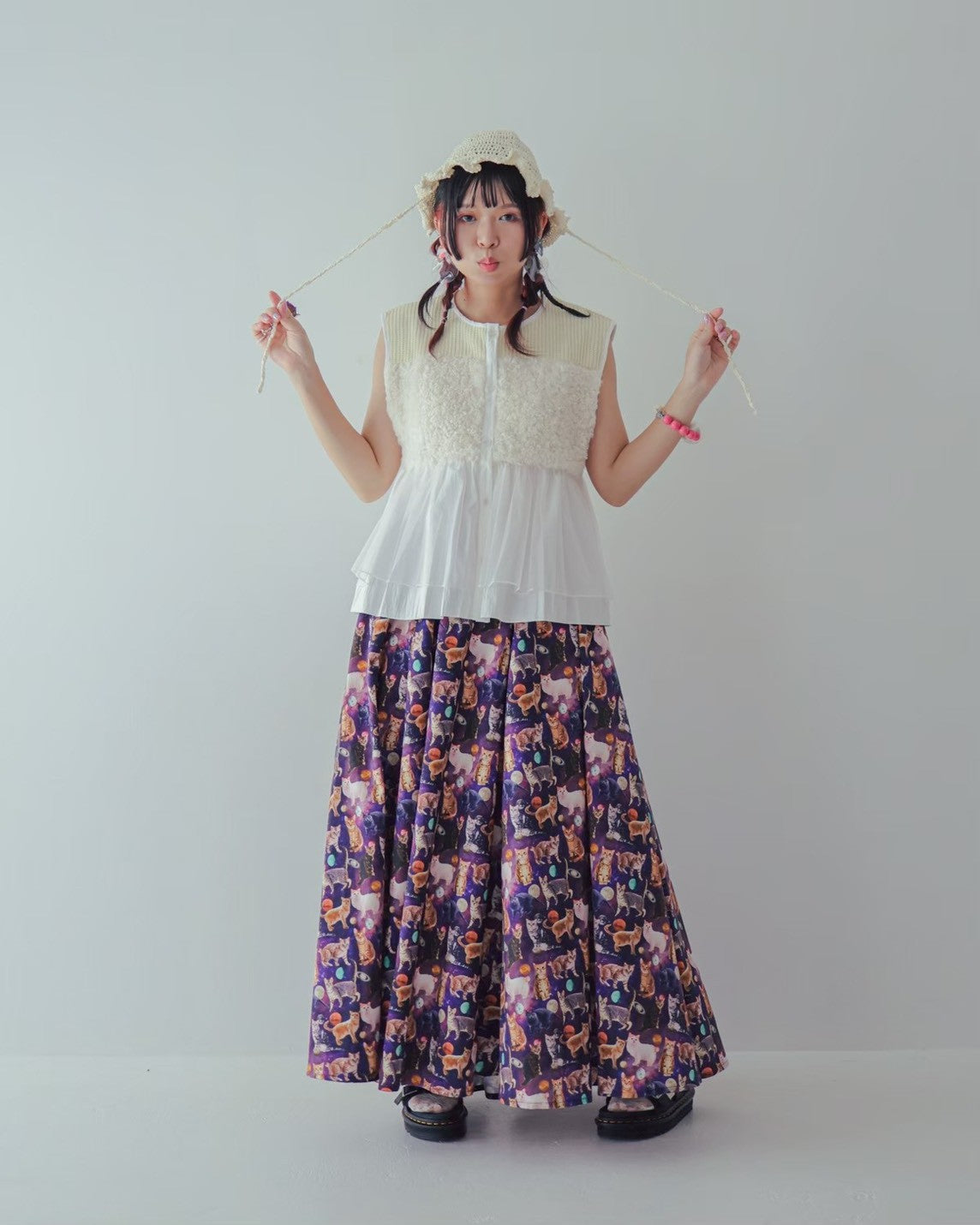 ネコプラネットスカート ladies   [350-1102-2]