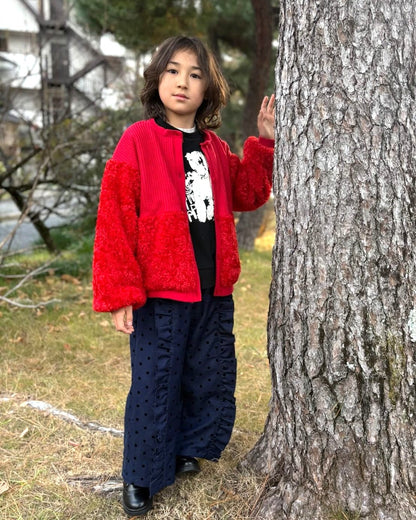 フロッキードットフリルワイドパンツ     [352-0903-1]