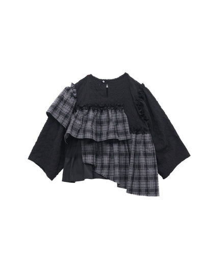 チェックレイヤードブラウス  ladies  [352-0603-2]