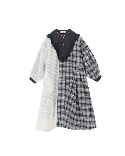 2ピースモノトーンチェック柄ワンピース  [352-0104-1]