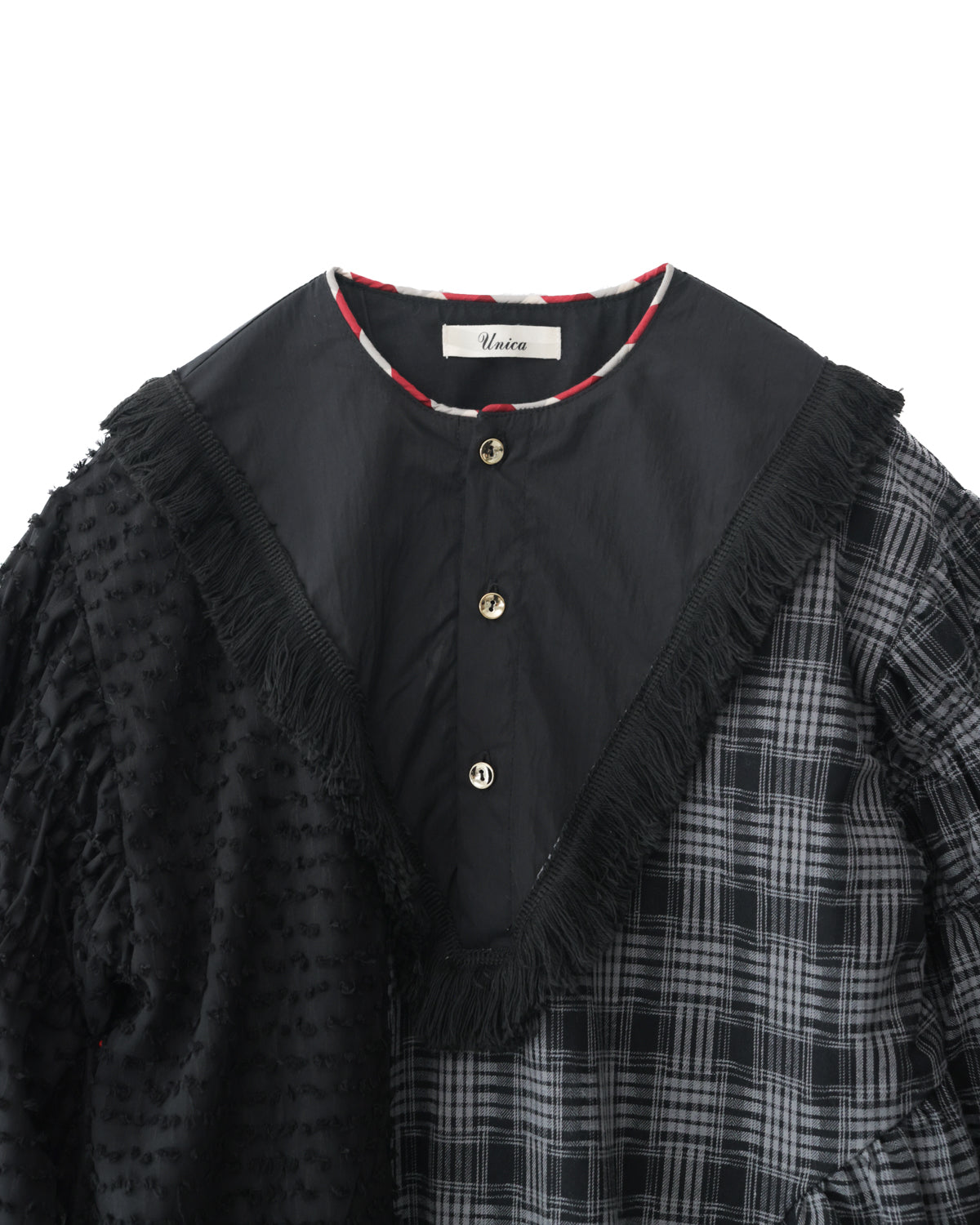 2ピースモノトーンチェック柄ワンピース  [352-0104-1]