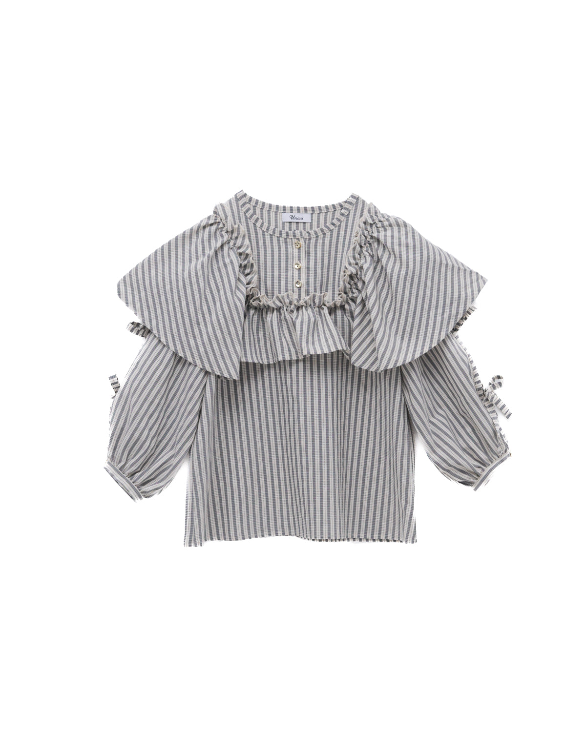 ストライプリボンカットアウトブラウス  ladies  [352-0602-2]