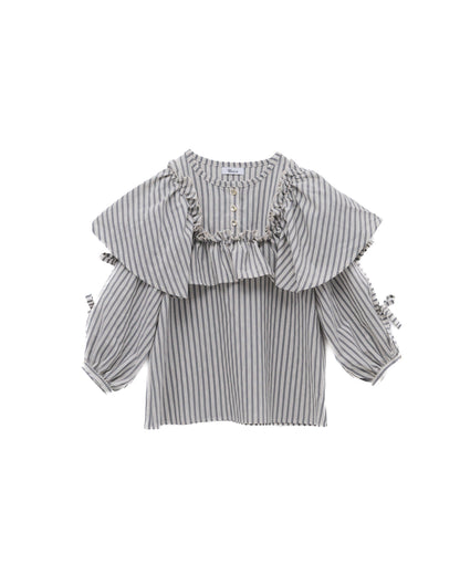 ストライプリボンカットアウトブラウス  ladies  [352-0602-2]