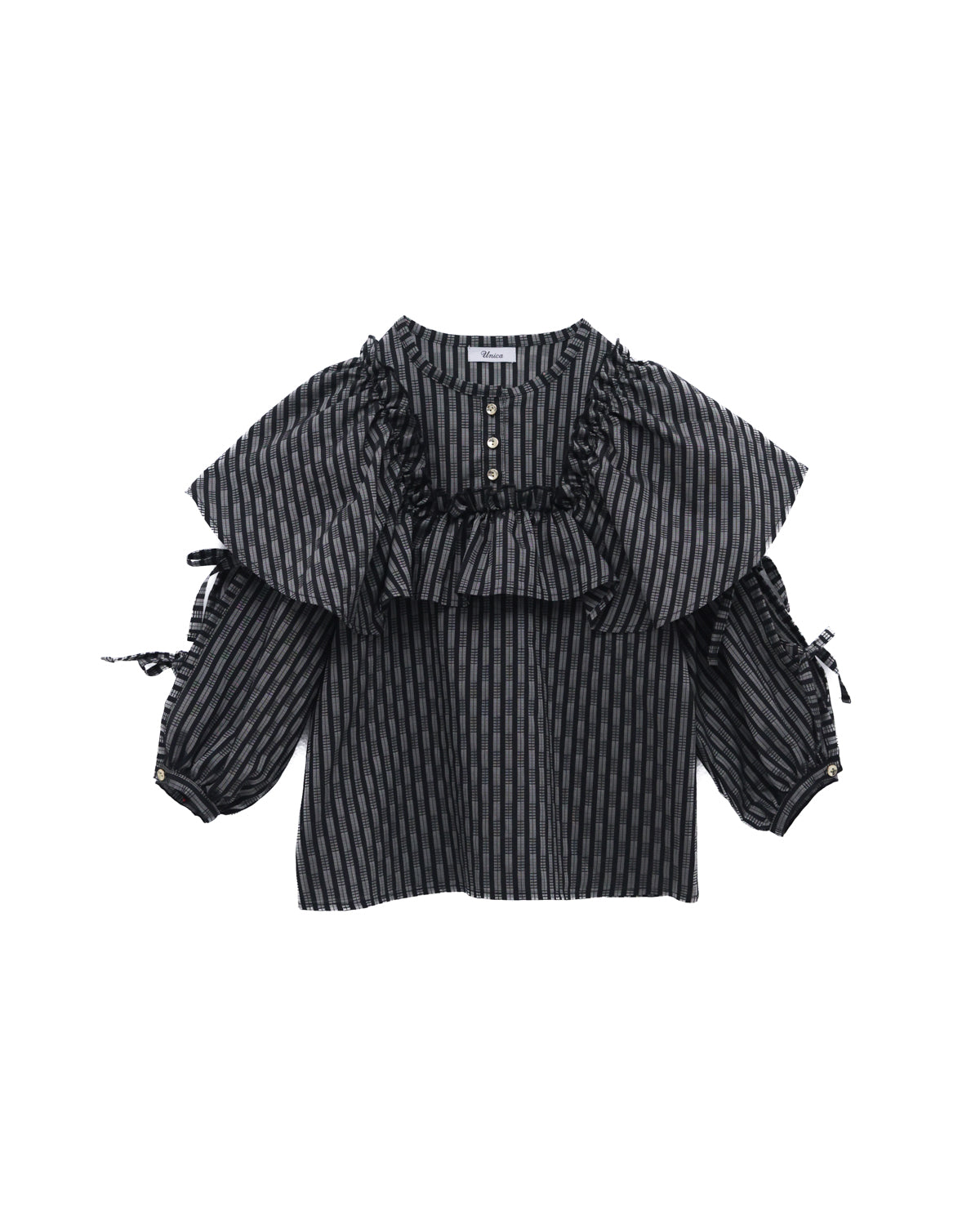 ストライプリボンカットアウトブラウス  ladies  [352-0602-2]