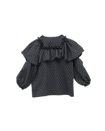 ストライプリボンカットアウトブラウス  ladies  [352-0602-2]