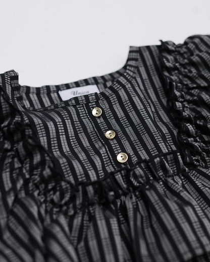 ストライプリボンカットアウトブラウス  ladies  [352-0602-2]