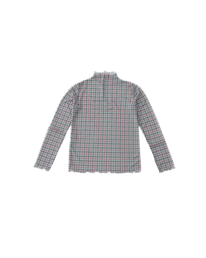 チェック柄シアーカットソー  ladies  [352-1401-2]