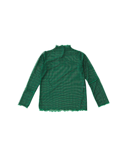 チェック柄シアーカットソー  ladies  [352-1401-2]