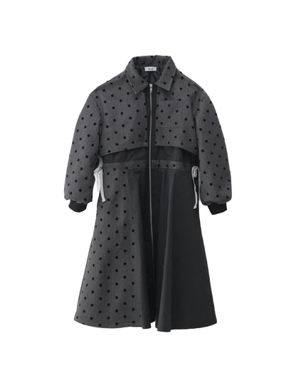 フロッキードットzipperジャケットワンピース  ladies  [352-0102-2]